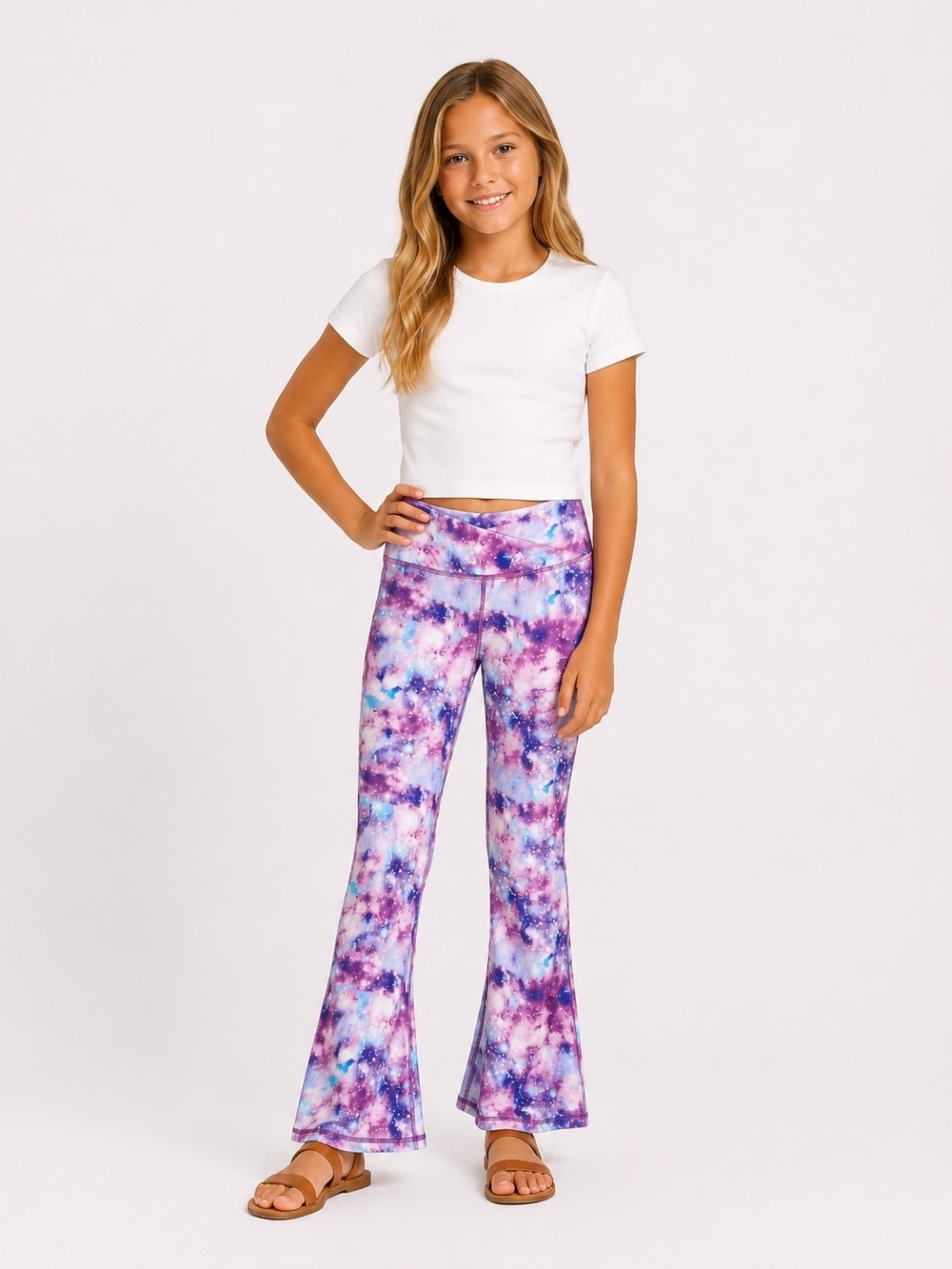 Berkley Jensen Girls Sizel 8 Purple Tie-Dye Flare Leggings - Kids